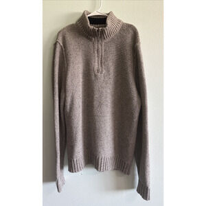 7 Diamonds Sweater Mens L Gray Grand Teton 1/4 Zip Chunky Knit Pullover speckled